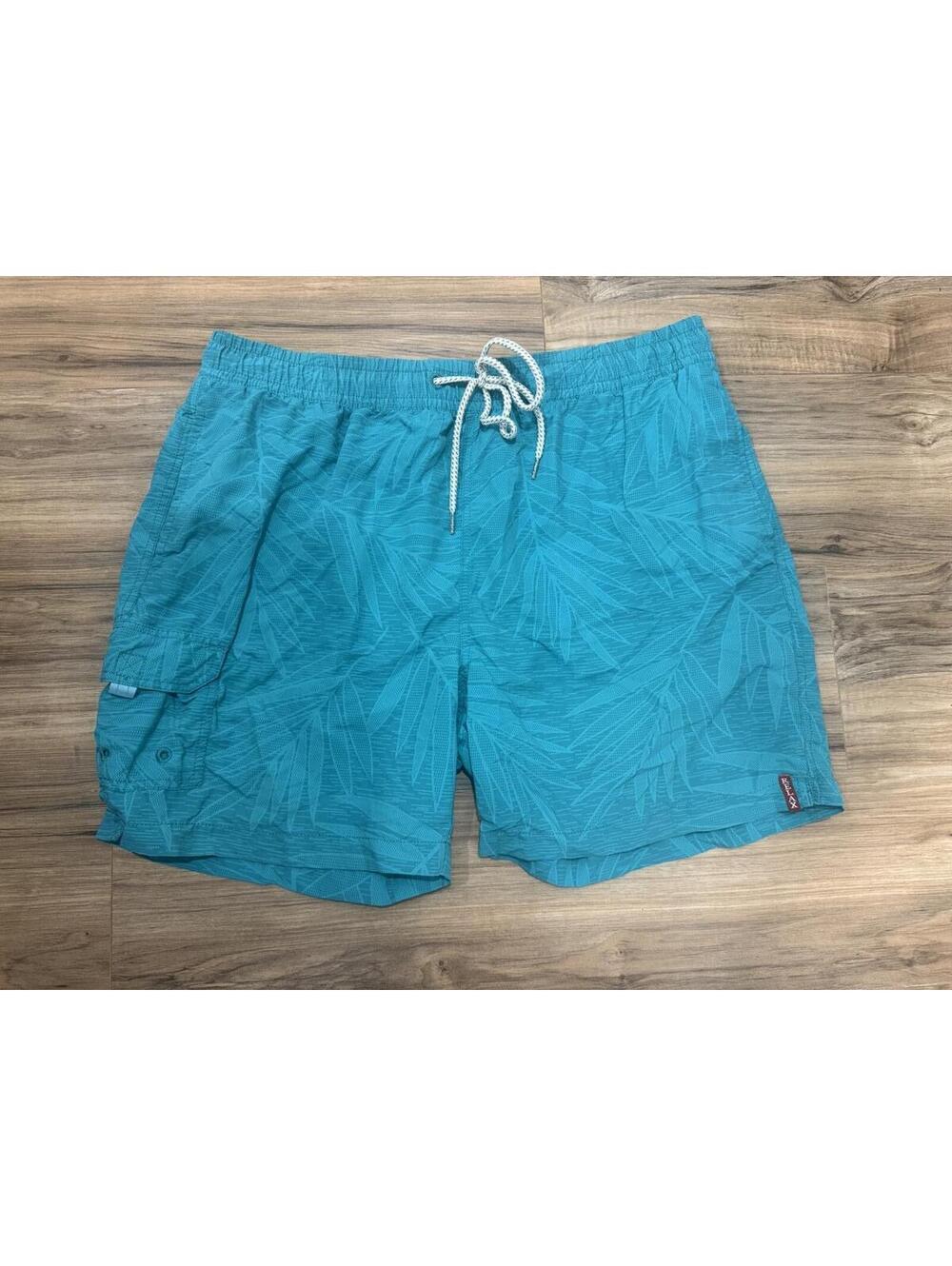 Tommy Bahama RELAX Swim Trunks Men XL Teal Palm Print Beach Shorts Lined